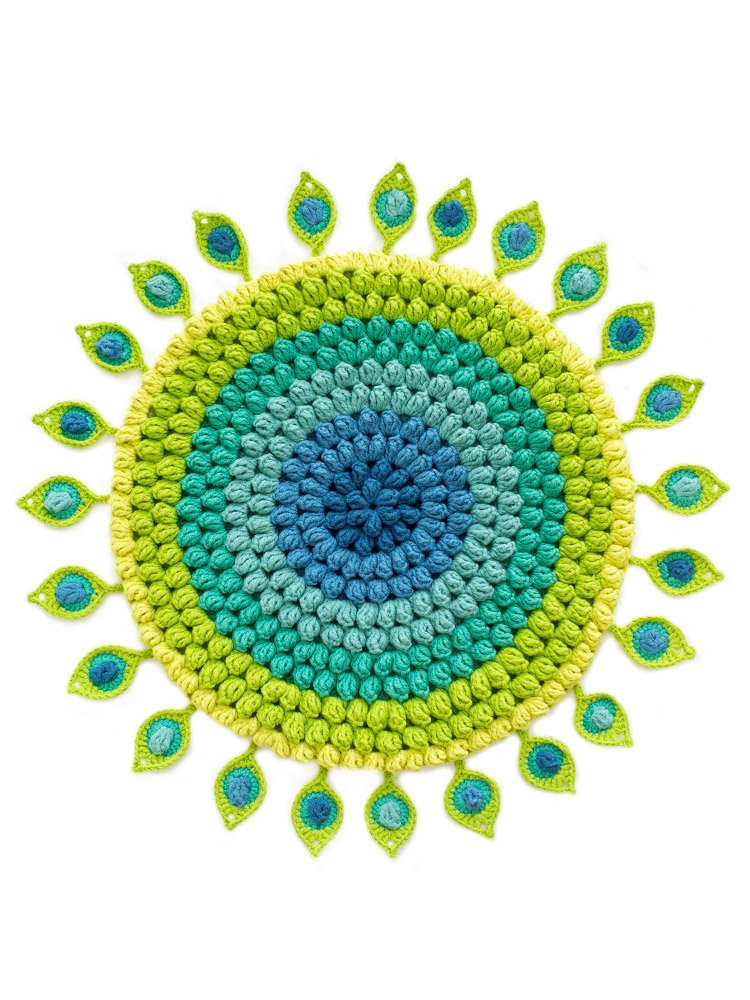 Crochet Peacock Cushion